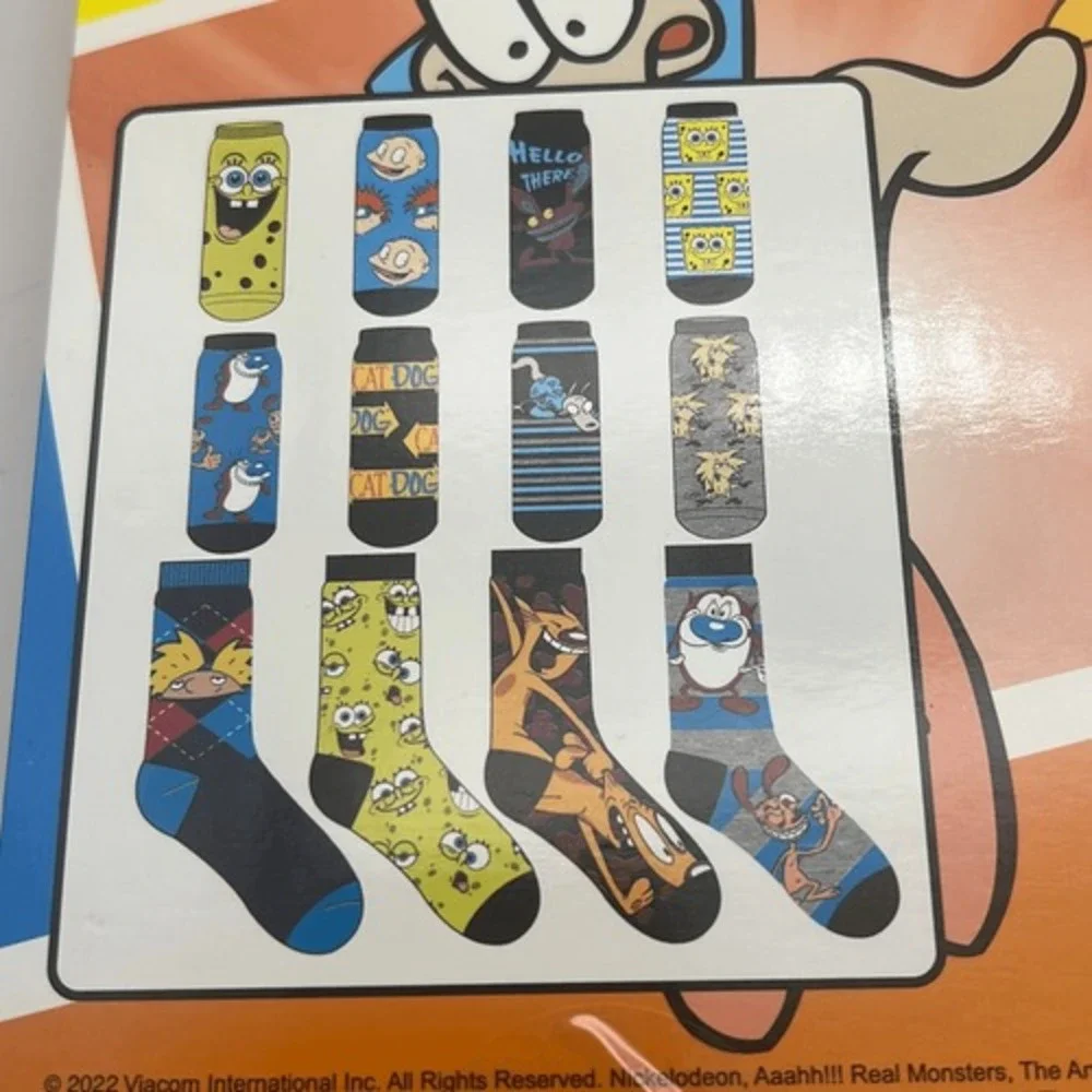 Nickelodeon SpongeBob & friends 12 Days of Socks‎ Crew Novelty Socks NWB Men
